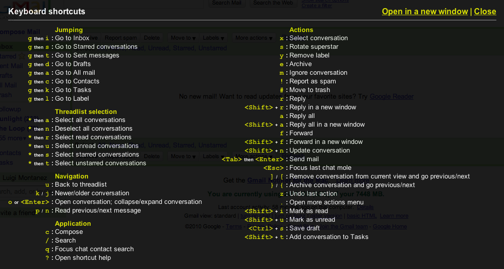 mouseless gmail