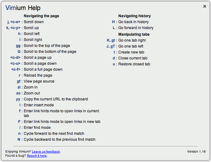Vimium Help